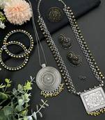 Indian oxidised dual tone beautiful handmade boho style jewellery set combo for women