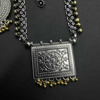 Indian oxidised dual tone beautiful handmade boho style jewellery set combo for women 2