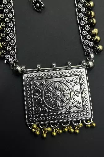 Indian oxidised dual tone beautiful handmade boho style jewellery set combo for women
