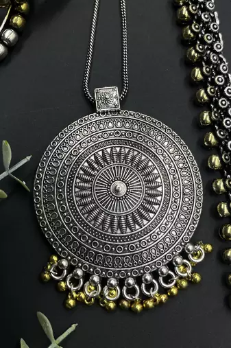 Indian oxidised dual tone beautiful handmade boho style jewellery set combo for women