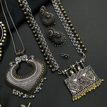 Oxidized dual tone temple jewellery combo set for woman 2