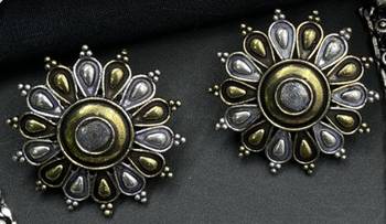 Oxidized dual tone jewelry set of choker necklace , earrings, ring & cuff bangle for wedding  wear 4