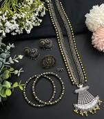 Indian oxidized gold and silver plated dual tone necklace combo set of 5