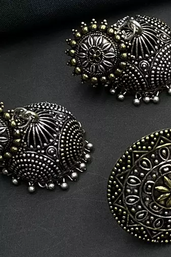 Indian oxidized gold and silver plated dual tone necklace combo set of 5