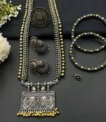 Tribal look-alike oxidized dual tone indian handmade jewelry combo set of 5, gift for her