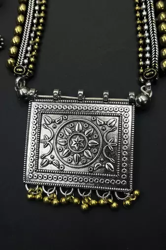 Indian oxidized dual tone handmade bridal jewelry combo set