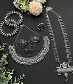Oxidized indian silver jewelry set - navaratri, eid , diwali festive jewellery