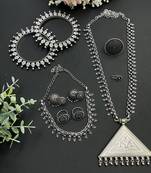 Oxidized indian silver jewelry set - navaratri, eid , diwali festive jewellery