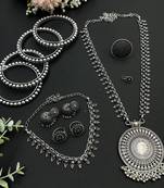 Oxidized indian silver jewelry set - navaratri, eid , diwali festive jewellery
