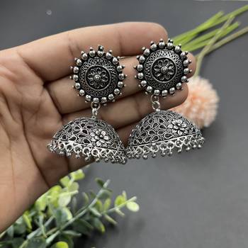 Oxidized indian silver jewelry set - navaratri, eid , diwali festive jewellery 4