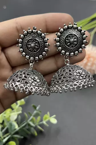 Oxidized indian silver jewelry set - navaratri, eid , diwali festive jewellery
