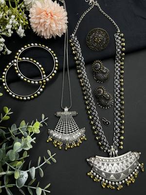Indian handmade oxidized dual tone jewelry combo set of 6 1