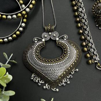 Oxidized dual tone temple jewellery combo set for woman 3