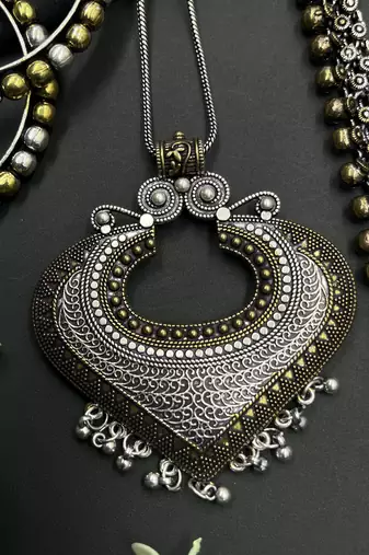 Oxidized dual tone temple jewellery combo set for woman