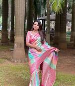 Pink Color Banarasi silk blend Saree