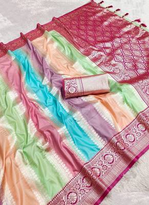 Pink Color Banarasi silk blend Saree 3