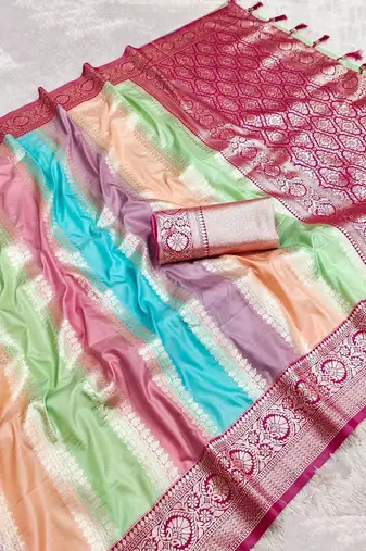 Pink Color Banarasi silk blend Saree