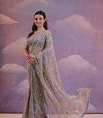 Designer zigzag sequence embroidered georgette saree