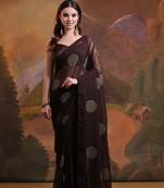 Designer zigzag circle sequence embroidered georgette saree