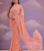 Designer sequence embroidered georgette saree
