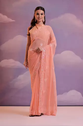 Designer sequence embroidered georgette saree