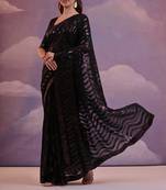 Designer zigzag sequence embroidered georgette saree