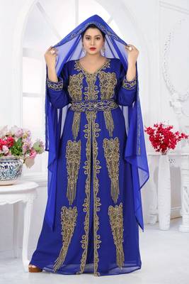 Dubai Moroccan Kaftan Arabic Abaya Maxi Hand Beaded Caftan Farasha Floor Length Party Wear Wedding Gown 1