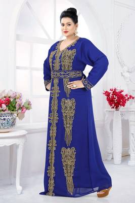 Dubai Moroccan Kaftan Arabic Abaya Maxi Hand Beaded Caftan Farasha Floor Length Party Wear Wedding Gown 2
