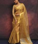 Gold tissue saree with blouse piece