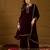 Women purple velvet solid embroidered straight kurta palazzos with dupatta