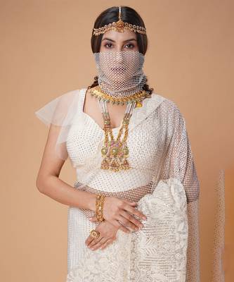 White fancy net saree 2