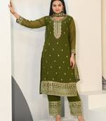 MAHENDI CHINON EMBROIDERY PARTY WEAR SUIT SET 