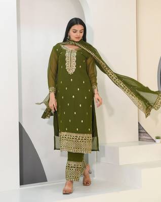 MAHENDI CHINON EMBROIDERY PARTY WEAR SUIT SET  3
