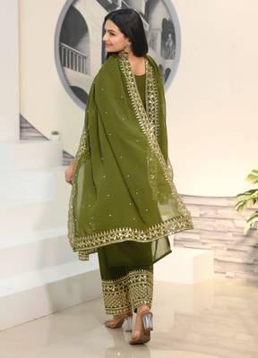 MAHENDI CHINON EMBROIDERY PARTY WEAR SUIT SET  5
