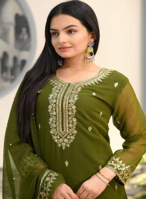 MAHENDI CHINON EMBROIDERY PARTY WEAR SUIT SET  6