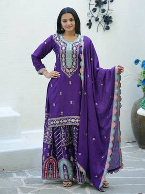 ROYAL BLUE EMBROIDERY PARTY WEAR SUIT SET 1