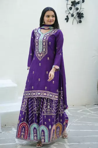 ROYAL BLUE EMBROIDERY PARTY WEAR SUIT SET