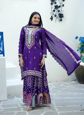 ROYAL BLUE EMBROIDERY PARTY WEAR SUIT SET 3