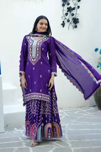 ROYAL BLUE EMBROIDERY PARTY WEAR SUIT SET