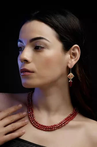 Rang-e-anar drop earring