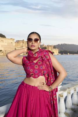 Pink Tussar Silk With Floral Print Lehenga Choli 5