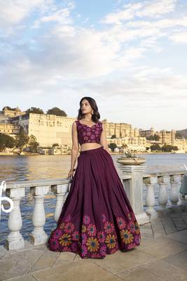Wine Casual Lehenga Choli for Women 1