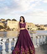Wine Casual Lehenga Choli for Women