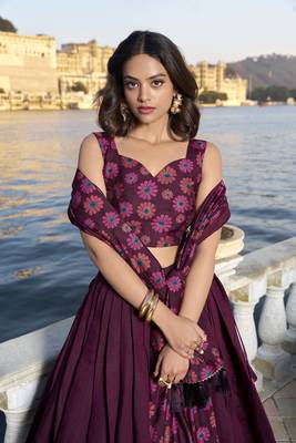 Wine Casual Lehenga Choli for Women 2