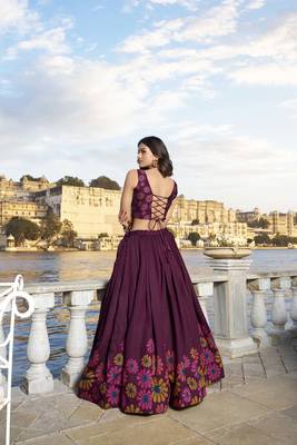 Wine Casual Lehenga Choli for Women 3