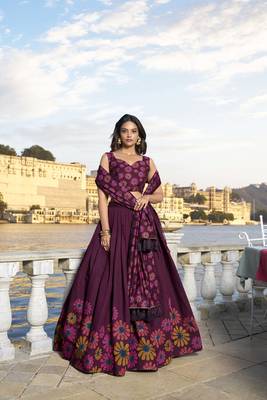 Wine Casual Lehenga Choli for Women 4