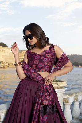 Wine Casual Lehenga Choli for Women 5