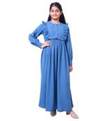 Umbrella abaya with frills- french blue