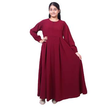 Kids umbrella cut abaya- maroon 1