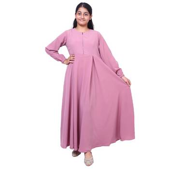 Kids umbrella cut abaya- baby pink 1